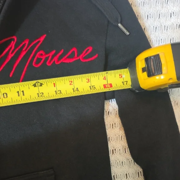 Disney Black Hoodie with Red Minnie Mouse Script and Ear-Detail Hood - Picture 6 of 7